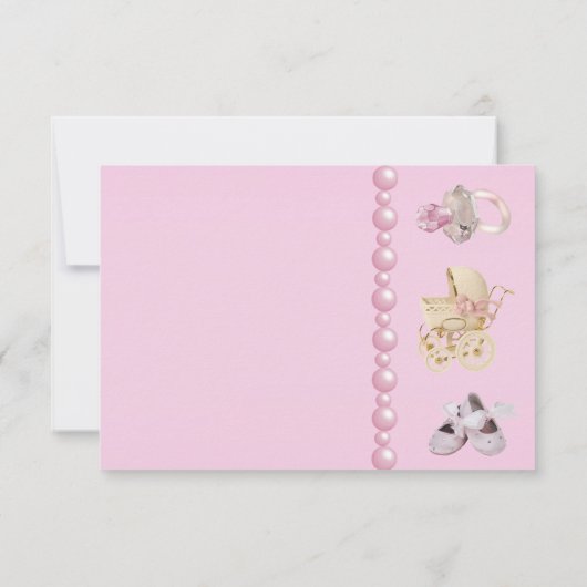 ベビーキャリッジ、靴、おしゃぶり、真珠ありがとう サンキューカード (裏面)