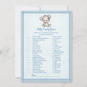 ベビーキャンディかわいいブラウンベア男の子シャワーゲームカード 招待状 (正面)