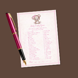 ベビーキャンディ可愛いブラウンベア女の子シャワーゲームカード 招待状