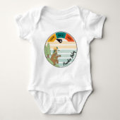 ベビーキャンプベア、ヘビ、フクロウのパーソナライズ ベビーボディスーツ (正面)