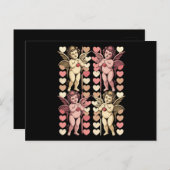 ベビーキューピッドコケットバウレトロバレンティンデー ポストカード (正面/裏面)