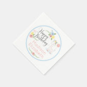 ベビーキラフェピンクフローラハッピーファーストパーティー スタンダードカクテルナプキン (角)