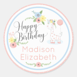 ベビーキラフェピンクフローラハッピーファーストパーティー ラウンドシール