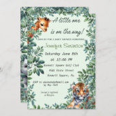 ベビーキリンとタイガーベビーシャワーの招待 招待状 (正面/裏面)