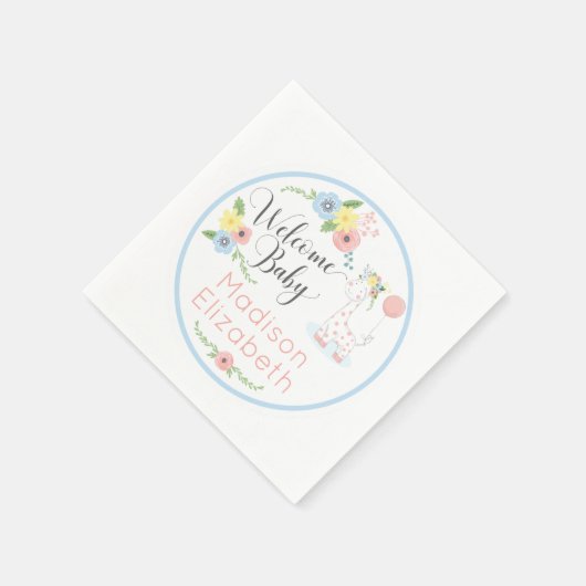 ベビーキリンフローラふくらはぎウェルカムベビーシャワーパーティー スタンダードカクテルナプキン (角)