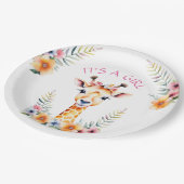 ベビーキリンフローラ女の子だ |赤ちゃんシャワー ペーパープレート (アングル)