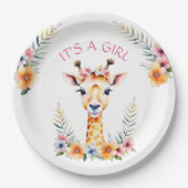 ベビーキリンフローラ女の子だ |赤ちゃんシャワー ペーパープレート (正面)