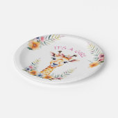 ベビーキリンフローラ女の子だ |赤ちゃんシャワー ペーパープレート (アングル)