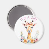 ベビーキリンフローラ女の子だ |赤ちゃんシャワー マグネット (正面/裏面)