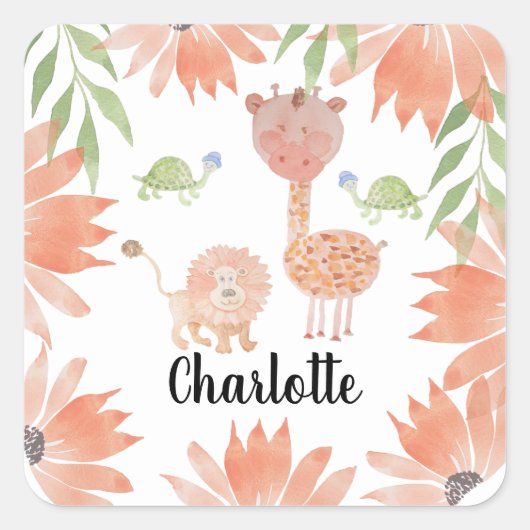 ベビーキリン水カラーハンド絵を描 スクエアシール (正面)