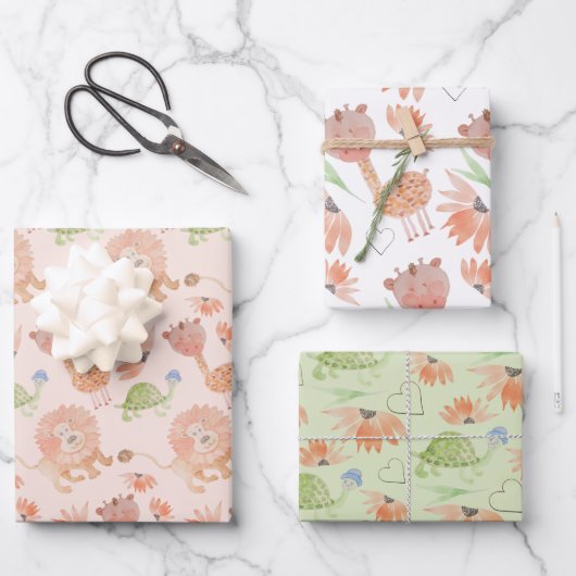 ベビーキリン水カラーハンド絵を描 ラッピングペーパーシート (正面)