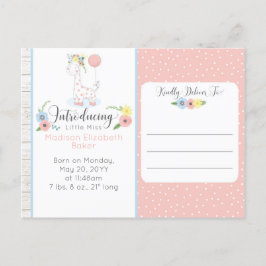 ベビーキリン素朴フローラベビー誕生発表 案内ポストカード