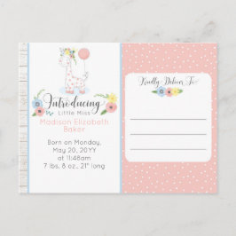 ベビーキリン素朴フローラベビー誕生発表 案内ポストカード
