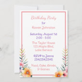 ベビーキリン花ガールズバースデーパーティー 招待状 (裏面)