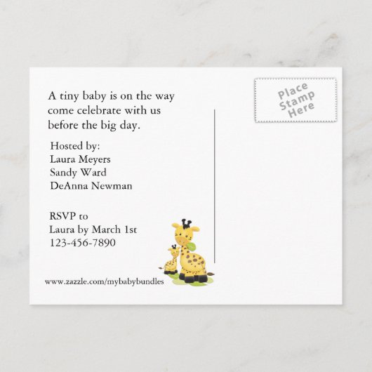 ベビーキリン赤ちゃんシャワー招待状はがき インビテーションポストカード (裏面)