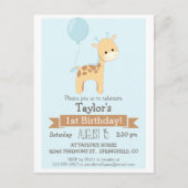 ベビーキリン・キッドの誕生日パーティーへの招待 インビテーションポストカード (正面)