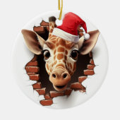 ベビーキリンinサンタハット – 3D セラミックオーナメント (正面)
