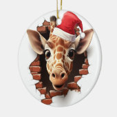 ベビーキリンinサンタハット – 3D セラミックオーナメント (左)