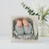 ベビーギフトありがとう双子生まれたばかりの赤ちゃんシャワー サンキューカード (スタンド正面)