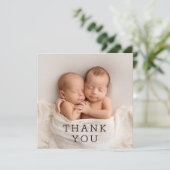 ベビーギフトありがとう双子生まれたばかりの赤ちゃんシャワー サンキューカード (スタンド正面)