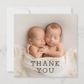 ベビーギフトありがとう双子生まれたばかりの赤ちゃんシャワー サンキューカード (正面)