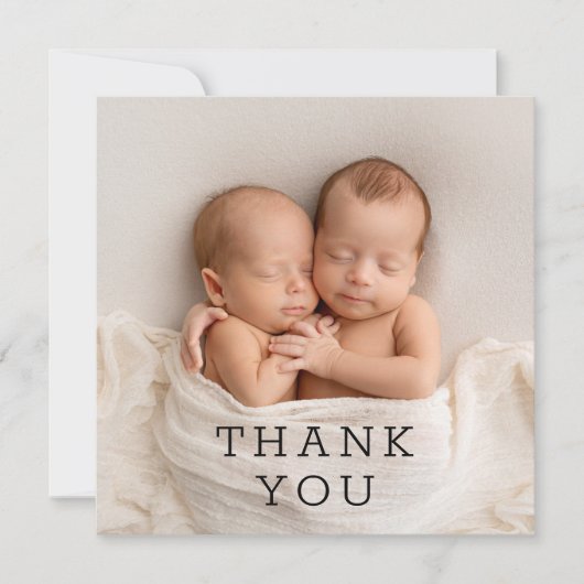 ベビーギフトありがとう双子生まれたばかりの赤ちゃんシャワー サンキューカード (正面)