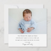 ベビーギフトサンキューベビー生まれたばかりのシャワー サンキューカード (裏面)