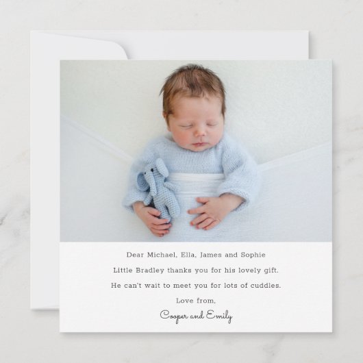 ベビーギフトサンキューベビー生まれたばかりのシャワー サンキューカード (裏面)