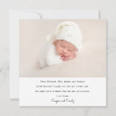 ベビーギフトサンキューベビー生まれたばかりのシャワー サンキューカード (裏面)