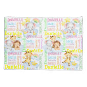 ベビーギフトパーソナライズされた名コラージュ赤ちゃん動物 枕カバー (裏面)