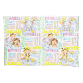 ベビーギフトパーソナライズされた名コラージュ赤ちゃん動物 枕カバー (正面)