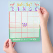 ベビーギフトビンゴかわいいユニコーン茶パーティーシャワー チラシ (手)
