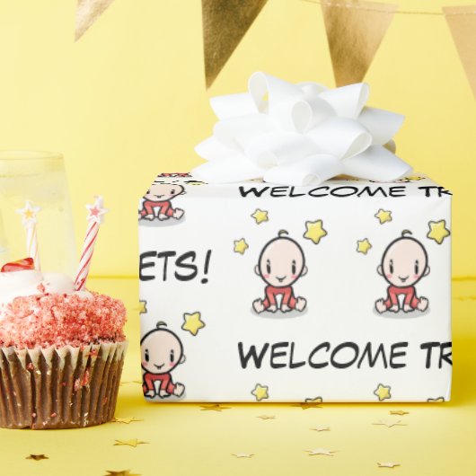 ベビーギフトラップ三つ子，ラッピング紙 ラッピングペーパー (誕生日パーティー)