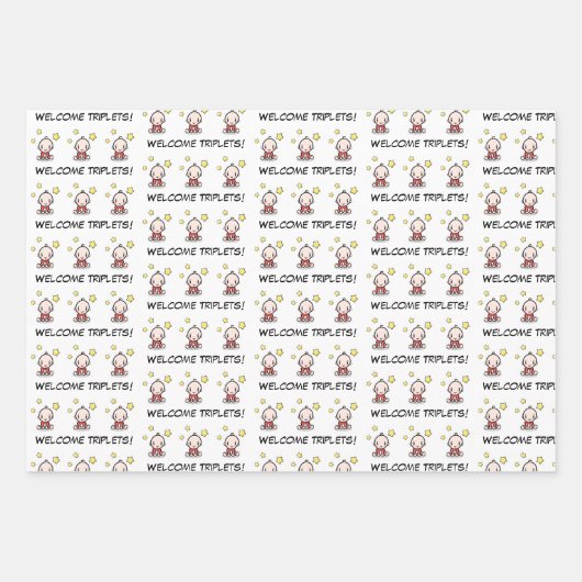 ベビーギフトラップ、また3つ子のための、ラップ紙 ラッピングペーパーシート (正面)
