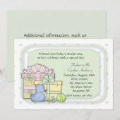 ベビーギフト グリーン 招待状 (正面/裏面)