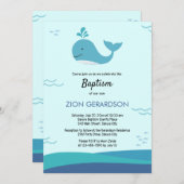 ベビークジラアンダーザシーバプテスマ招待状 招待状 (正面/裏面)