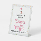 ベビークマかわいいミニマリストピンクガールシャワーオムツ 台座サイン (正面)