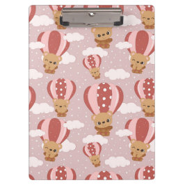 ベビークマのピンクのホットエアバルーンのクリップボード クリップボード