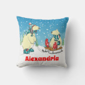 ベビークマの群れ冬の雪のフェスティバル子供 クッション (正面)