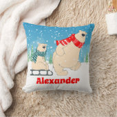 ベビークマの群れ冬の雪のフェスティバル子供 クッション (ブランケット)