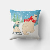 ベビークマの群れ冬の雪のフェスティバル子供 クッション (裏面)