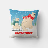 ベビークマの群れ冬の雪のフェスティバル子供 クッション (正面)