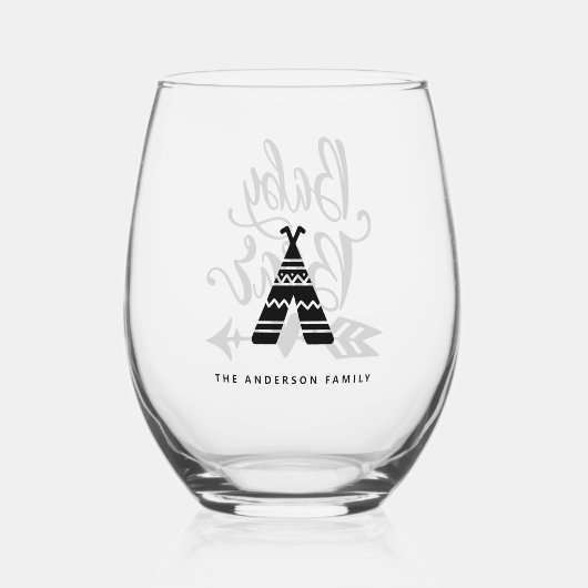 ベビークマの部族書パーソナライズされた ステムなしワイングラス (裏面)