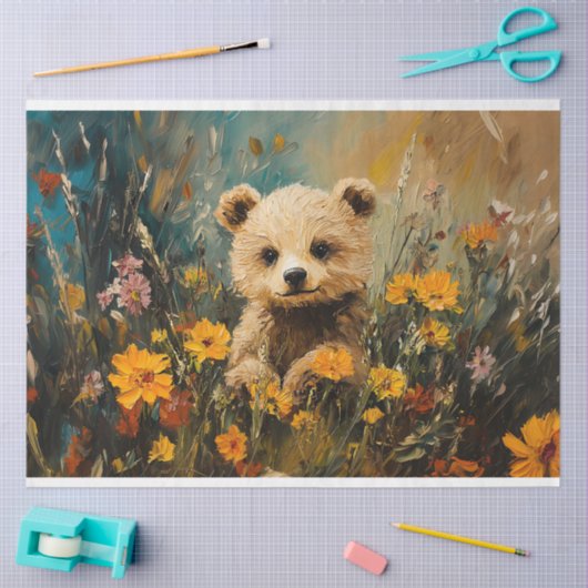 ベビークマの野草園絵を描の切り離 薄葉紙 (クラフト)