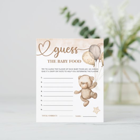 ベビークマ赤ちゃんシャワー推測ベビーフードカード (スタンド正面)