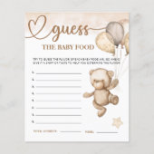 ベビークマ赤ちゃんシャワー推測ベビーフードカード (正面)