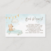 ベビークマ車の中で赤ちゃんシャワー青いブックリクエスト エンクロージャーカード (正面)