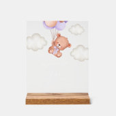 ベビークマ,かわいいクマ,紫色の風船,桃佐バー アクリルサイン (正面)