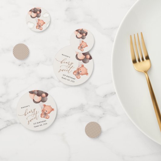 ベビークマ、茶色のバルーン、最初の誕生日 コンフェッティ (グループ)