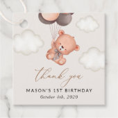 ベビークマ、茶色のバルーン、最初の誕生日 フェイバータグ (正面)